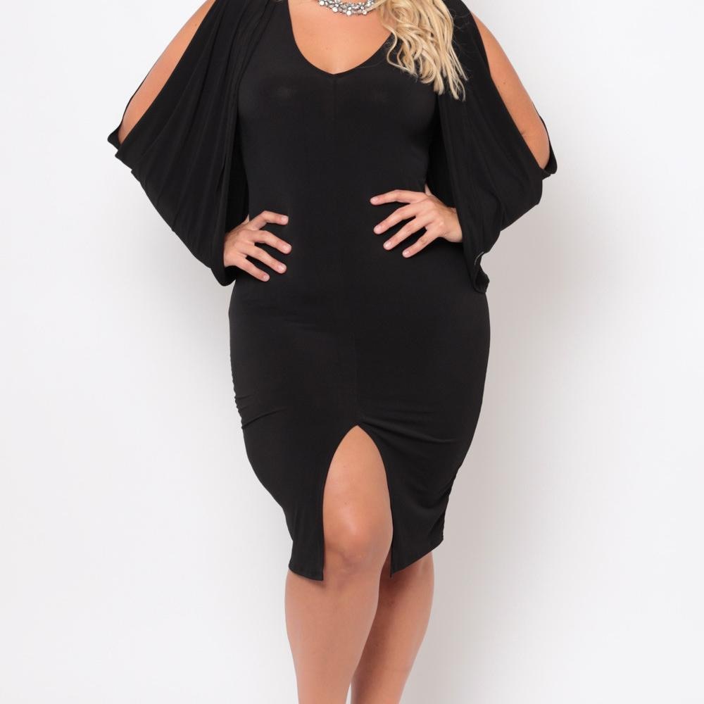 PLUS SIZE COLD SHOULDER GRECIAN DRESS